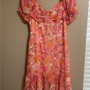 GB Girls Orange and Pink Ruffled Tiered Mini Dress